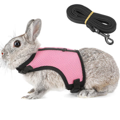 PETTOM bunny harness pink front view with adjustable buckles for secure fit