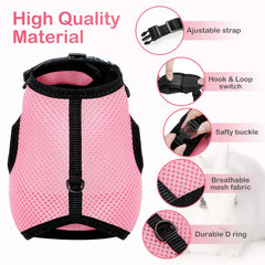 PETTOM bunny harness pink side view showing soft padded mesh comfort