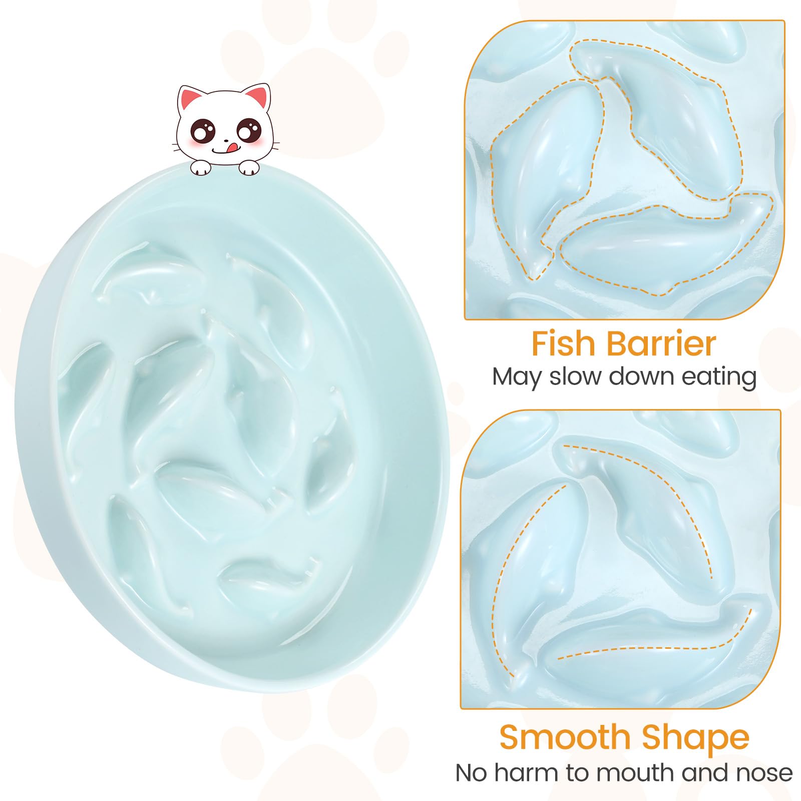 PETTOM glazed, stain-resistant bowl stays clean after meals