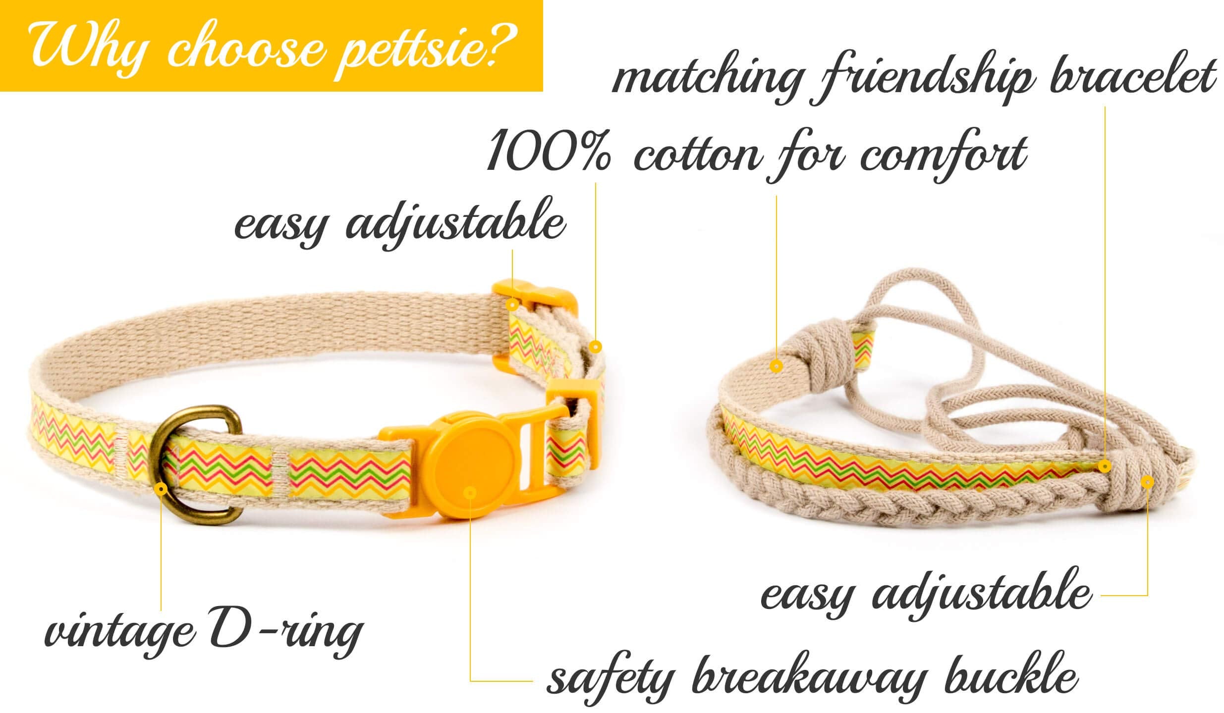 Pettsie Breakaway matching bracelet yellow wrist model highlights wearable bonding