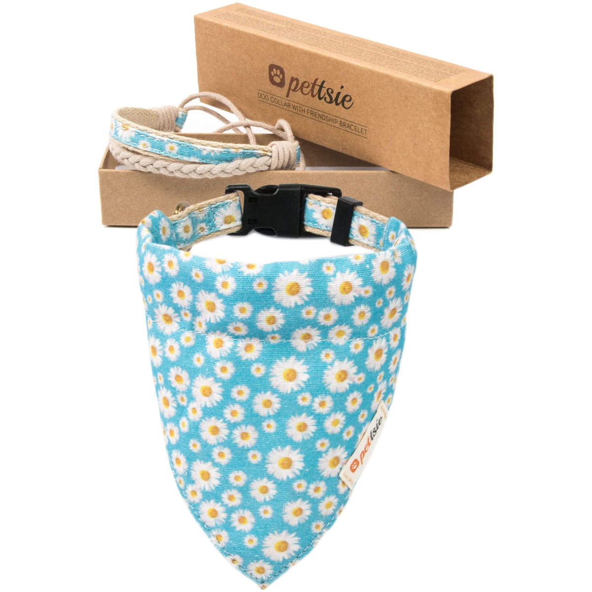 Pettsie dog bandana collar turquoise on dog showcases stylish daily wear.