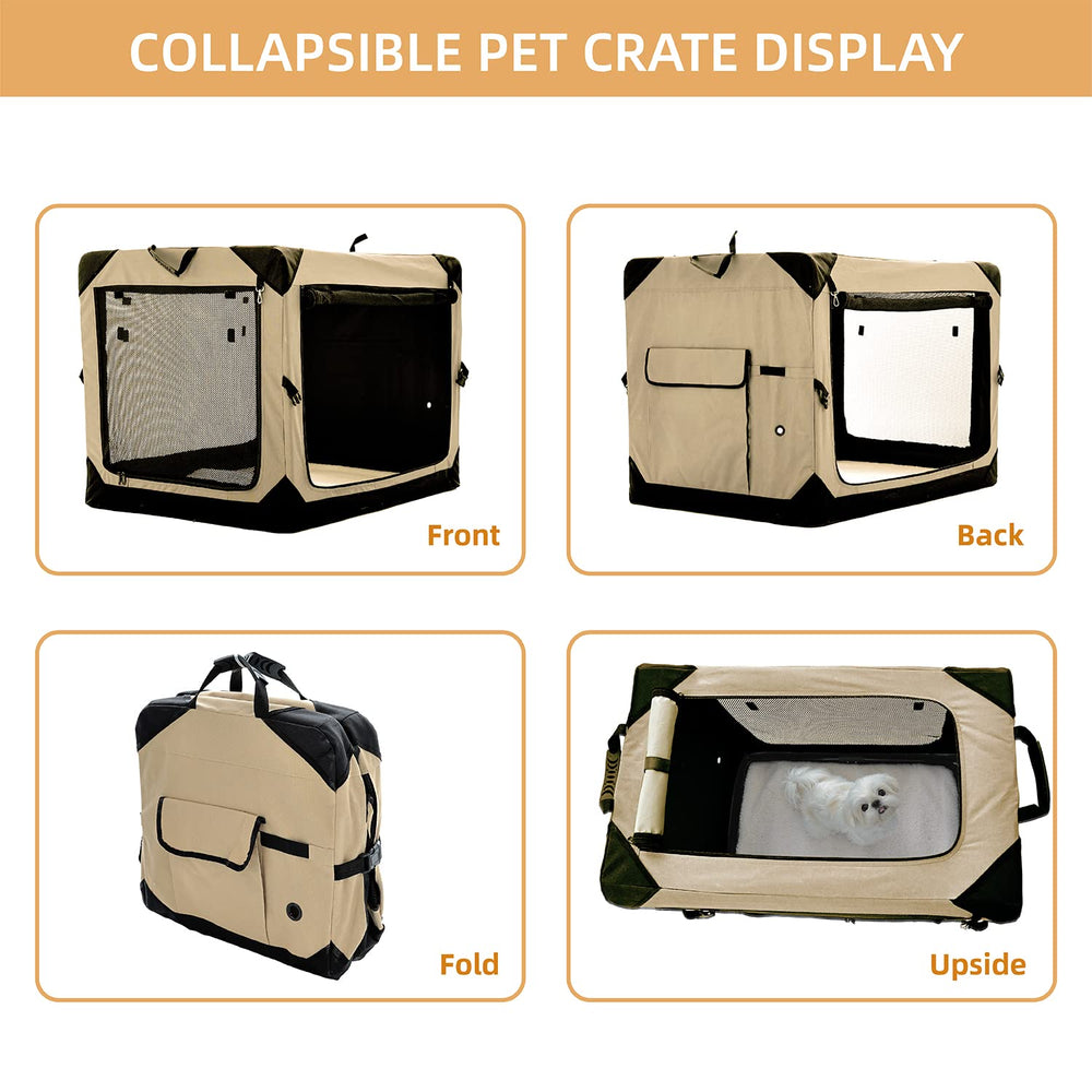 Pettycare 30in collapsible dog crate portable with carry handle for convenient travel.