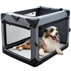 Pettycare 36-inch collapsible crate front view with breathable mesh for ventilation.