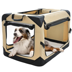 Pettycare collapsible dog crate top-door view with breathable mesh for indoor comfort.