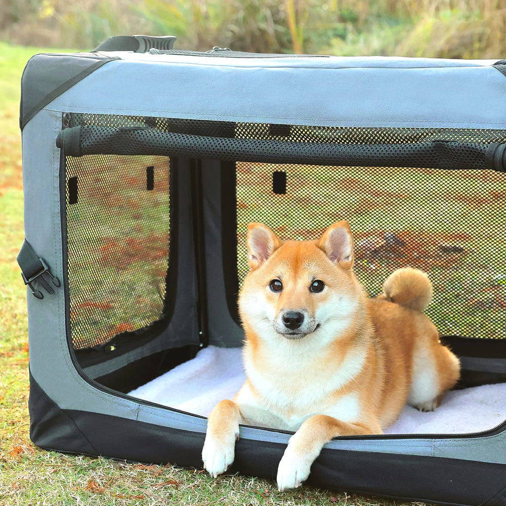 Pettycare crate with water bottle elastic strap for pet hydration on trips.