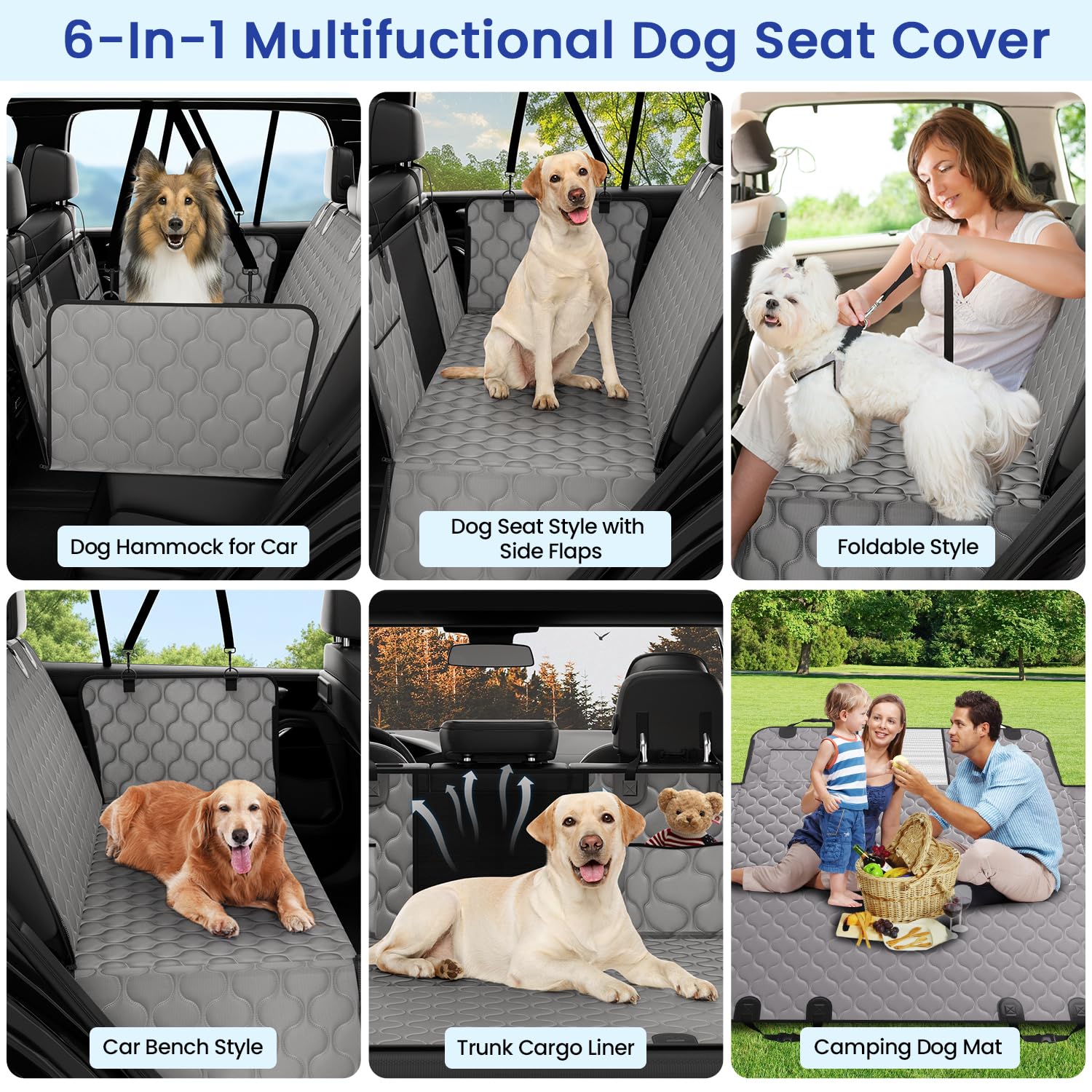 Pettycare dog back seat cover easy install with straps and buckles
