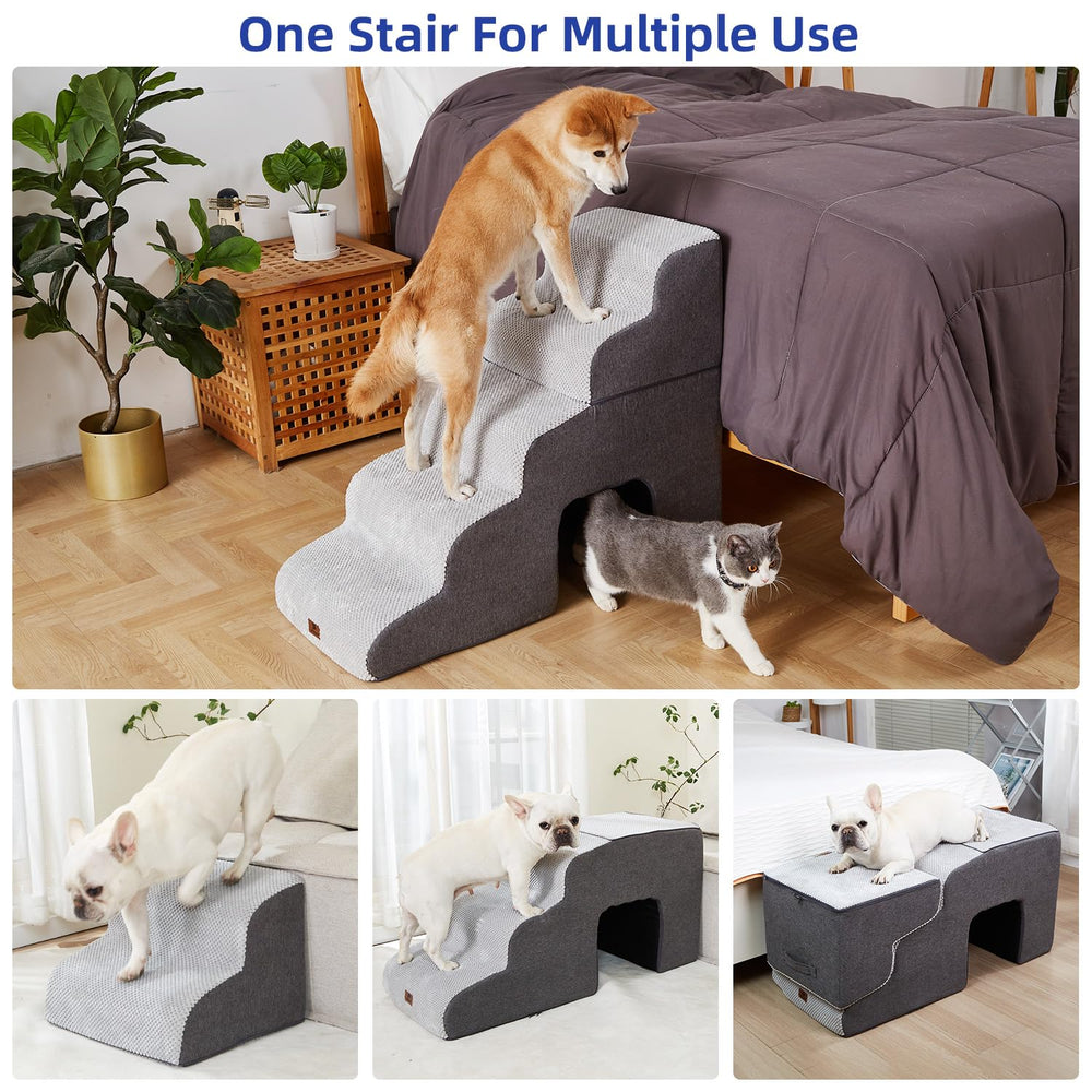 Pettycare dog stairs detachable into two 2-tier steps for versatile heights