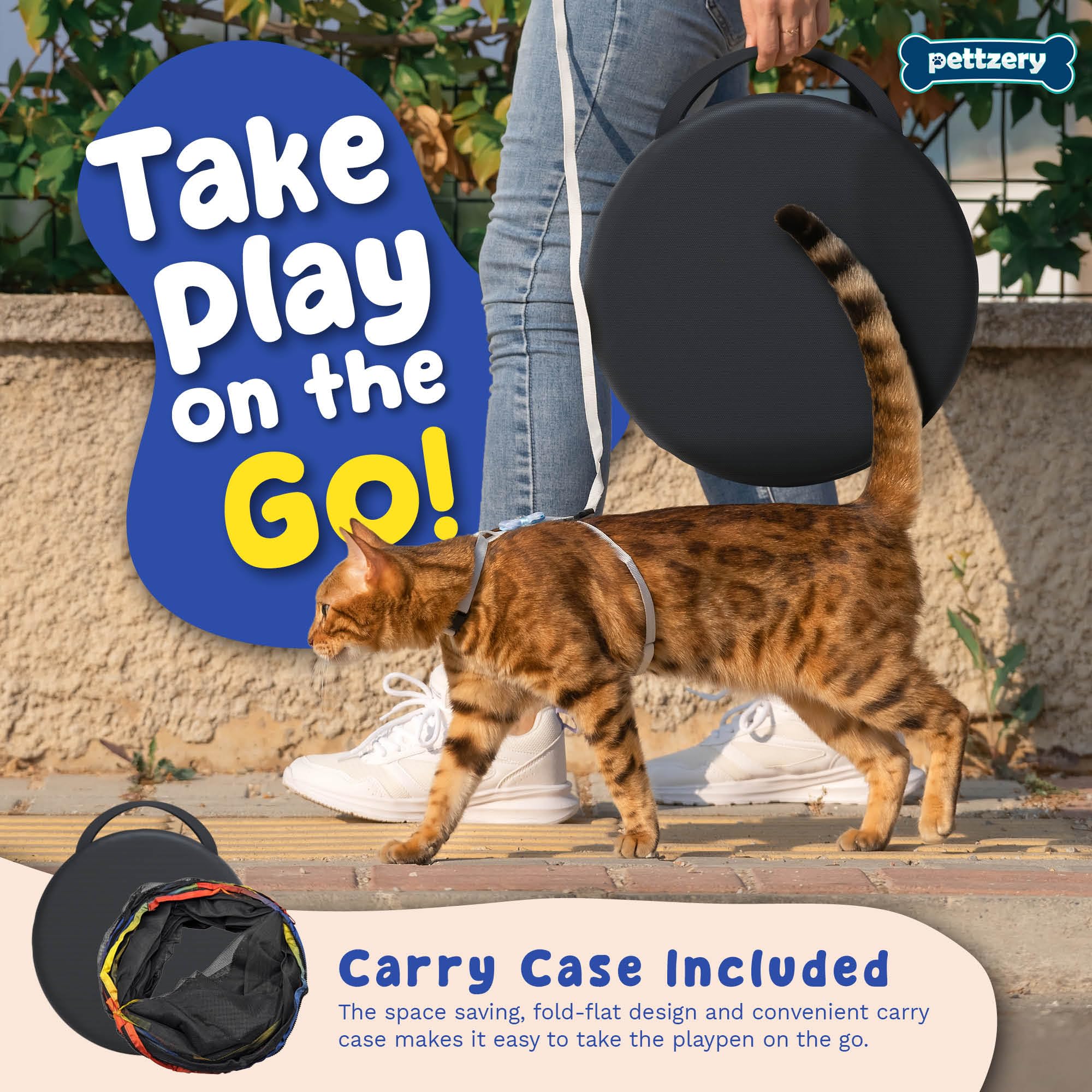 Pettzery Cat Tunnel zip-to-playhouse shows versatile linking for larger space