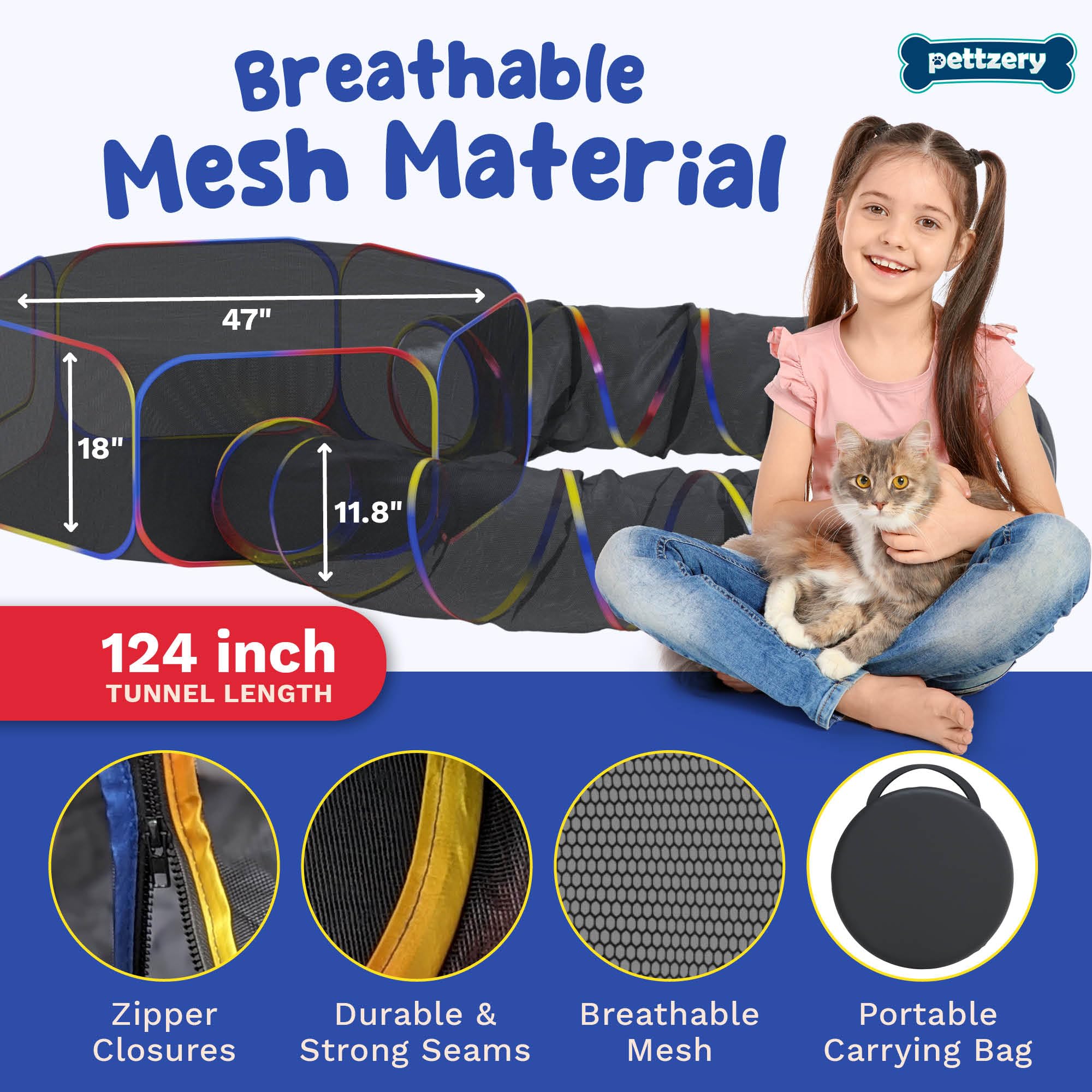 Pettzery Outdoor Cat Enclosure folded for compact storage and portability