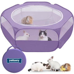 Pettzery small-animal-playpen-zippered-top keeps pets secure during playtime.