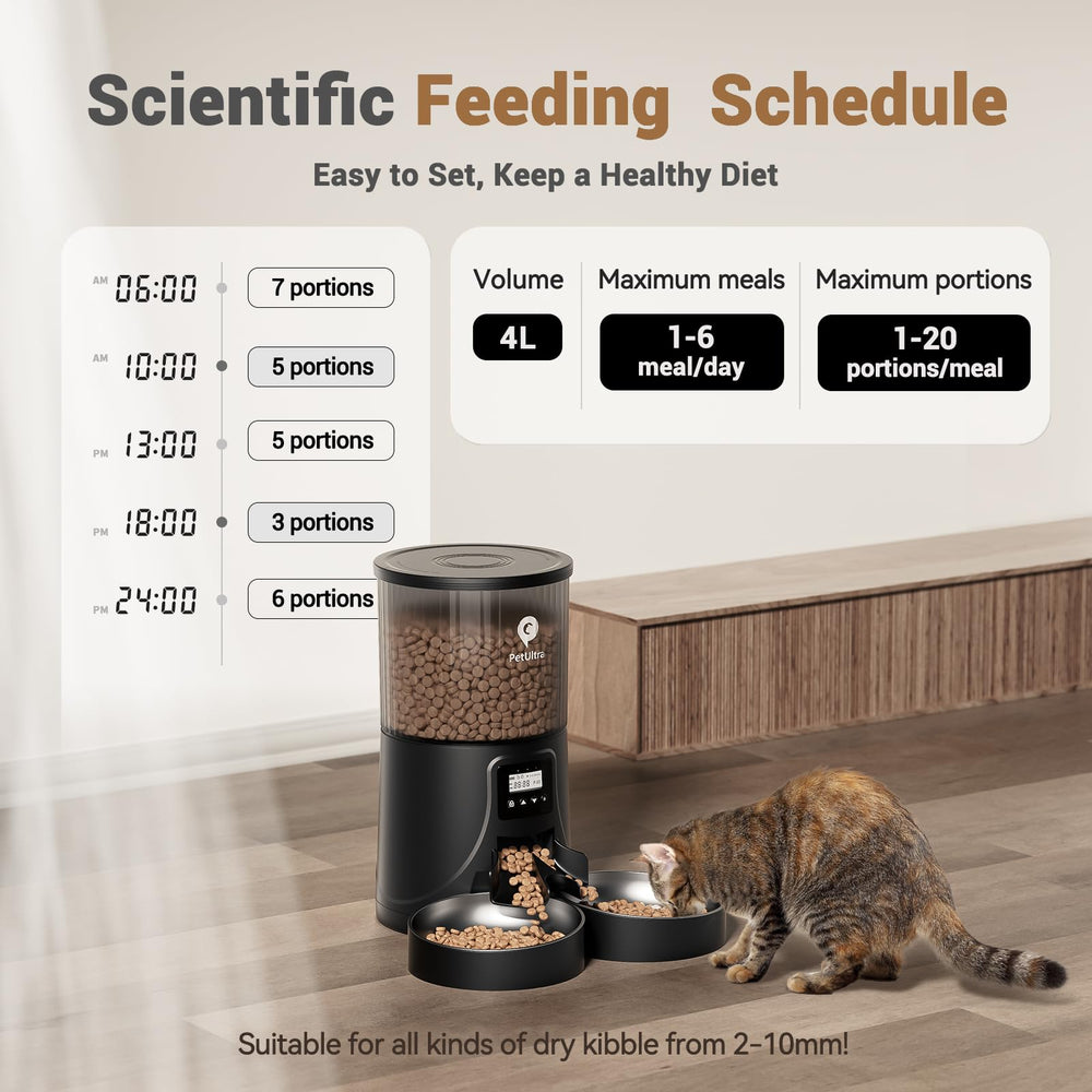 PETULTRA automatic cat feeder back-up power setup ensures operation during outages