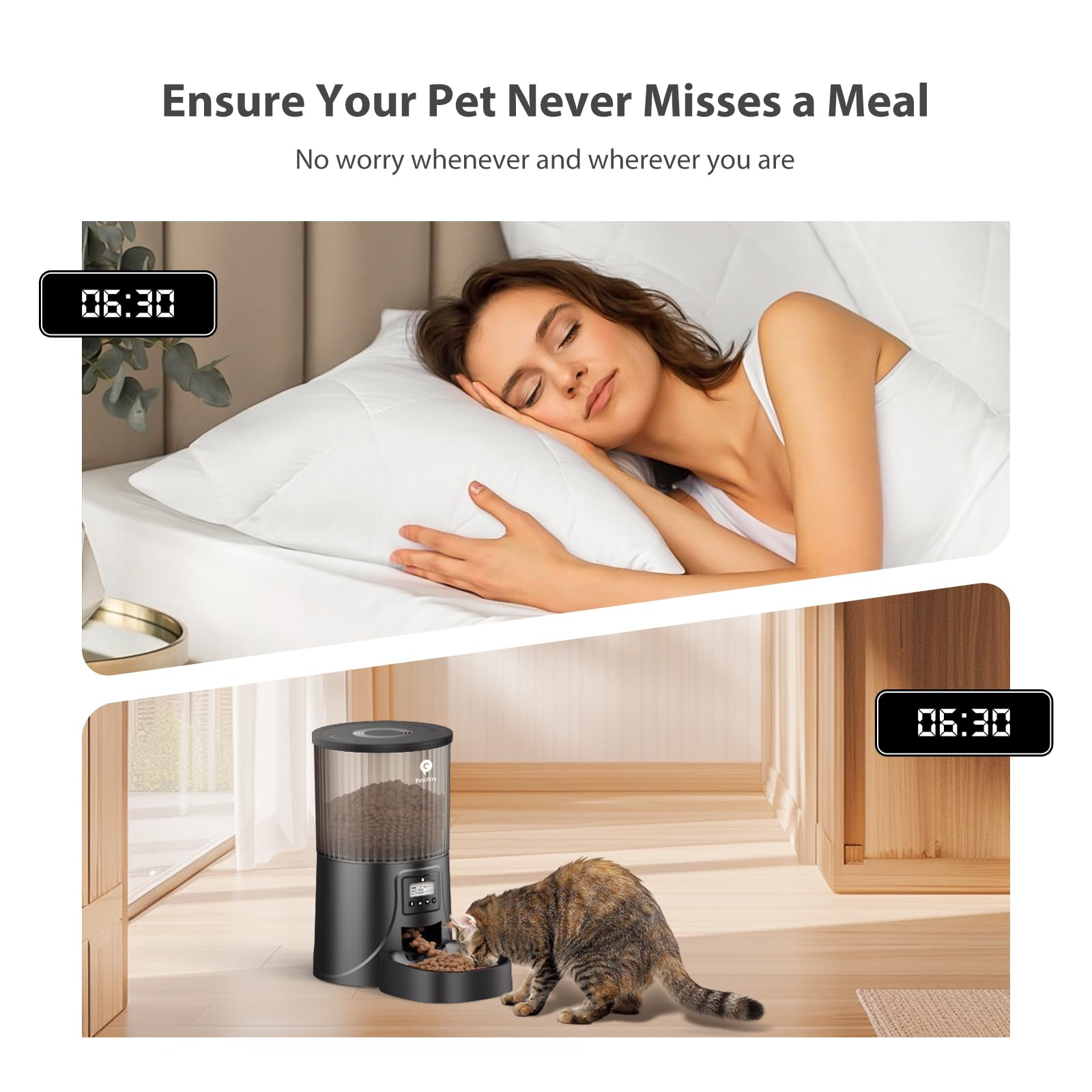 PETULTRA Automatic Feeder digital timer in action, precision meal times