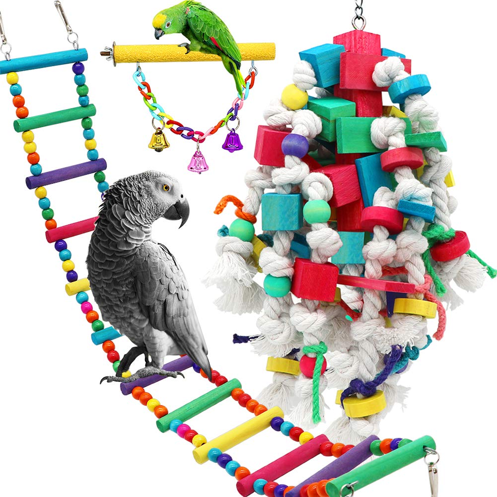 PETUOL large bird swing color block toy setup promotes activity and enrichment for parrots