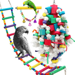 PETUOL large bird swing color block toy setup promotes activity and enrichment for parrots