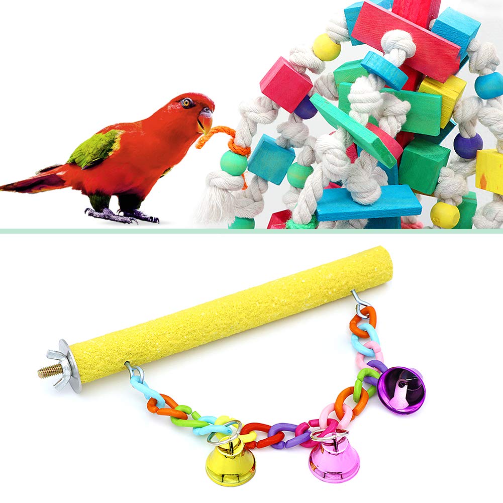 PETUOL large bird swing scrub stick toy close-up shows bite-resistant wood and color