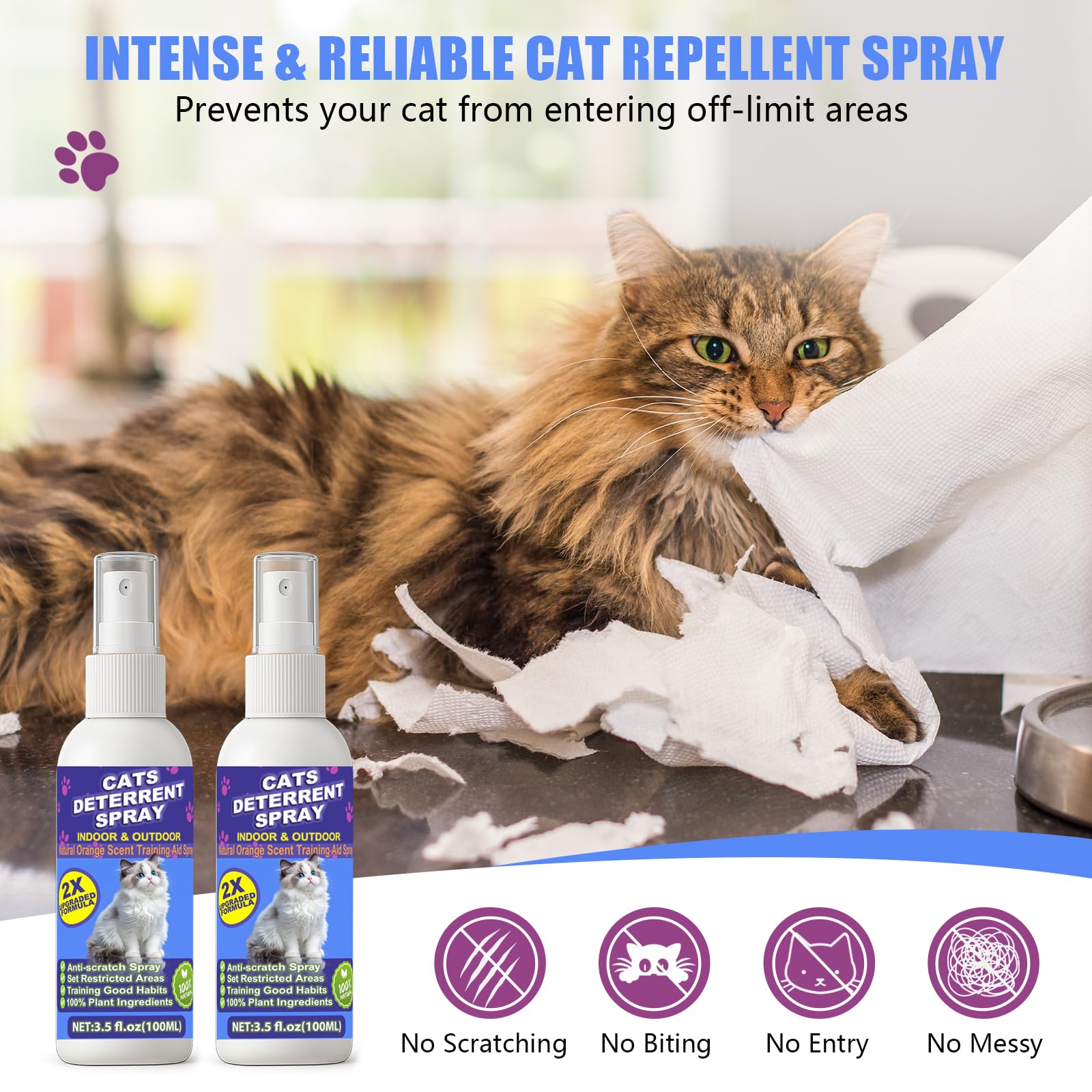 Peturarion deterrent spray application on furniture demonstrates easy, quick anti-scratch action.