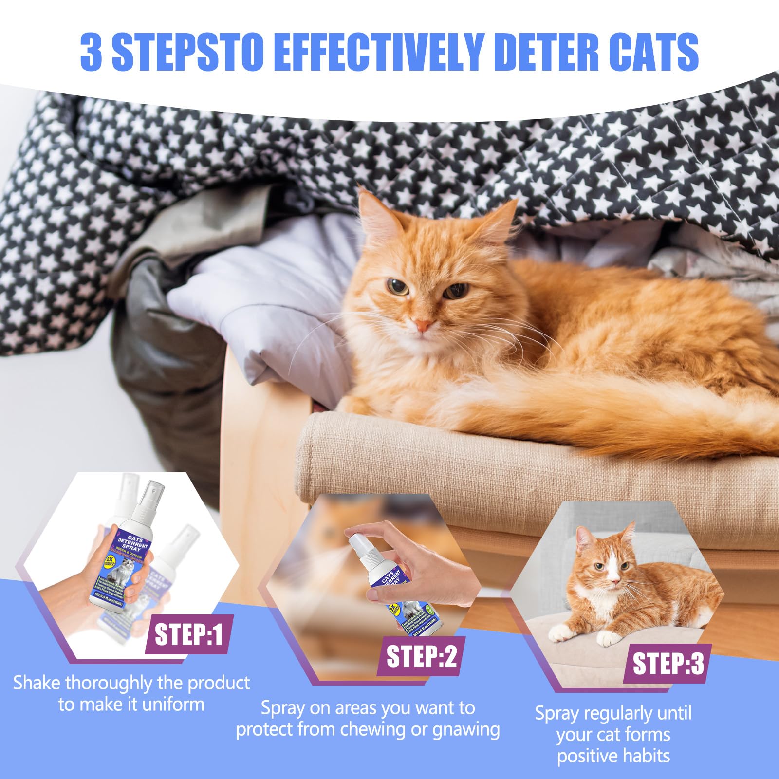 Peturarion cat deterrent spray remains safe on fabric, wood, and plastic surfaces.