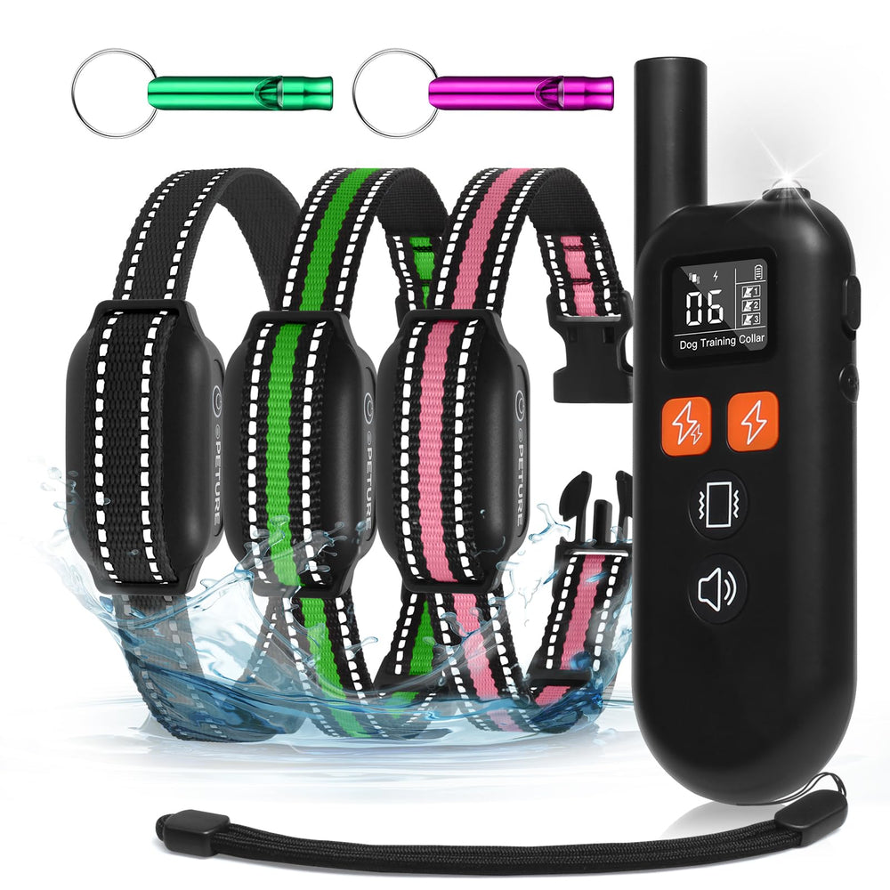 PETURE 3-dog shock collar remote pack enables simultaneous training across three dogs.