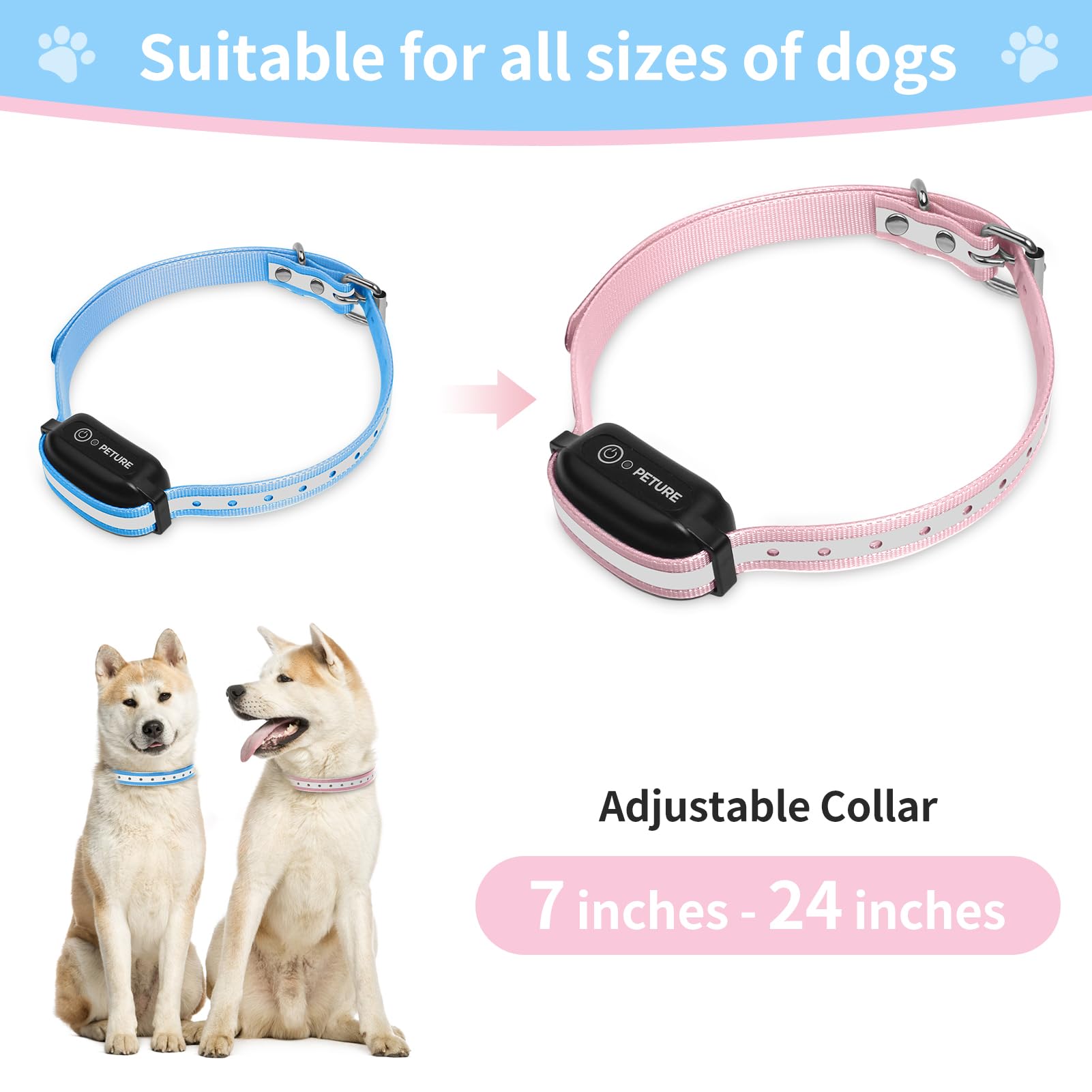 Peture waterproof odor-resistant TPU dog collar; easy wipe-clean after water play.