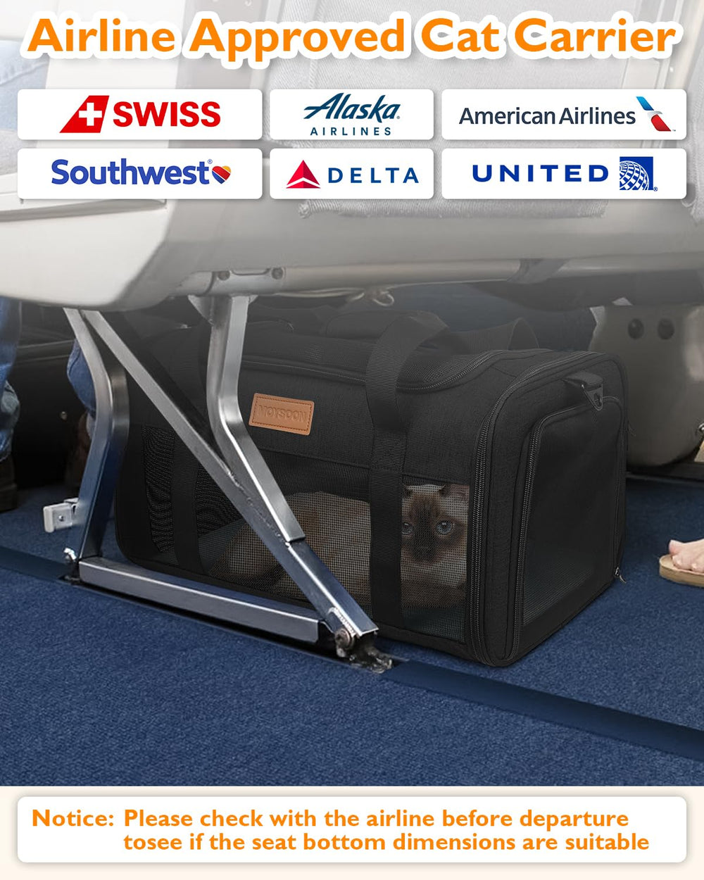 PETUX soft-sided carrier with breathable mesh panels for cool, comfortable travel