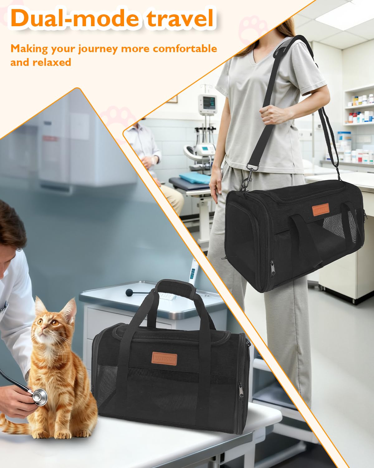 PETUX top-opening design offers quick pet access on trips and vet visits