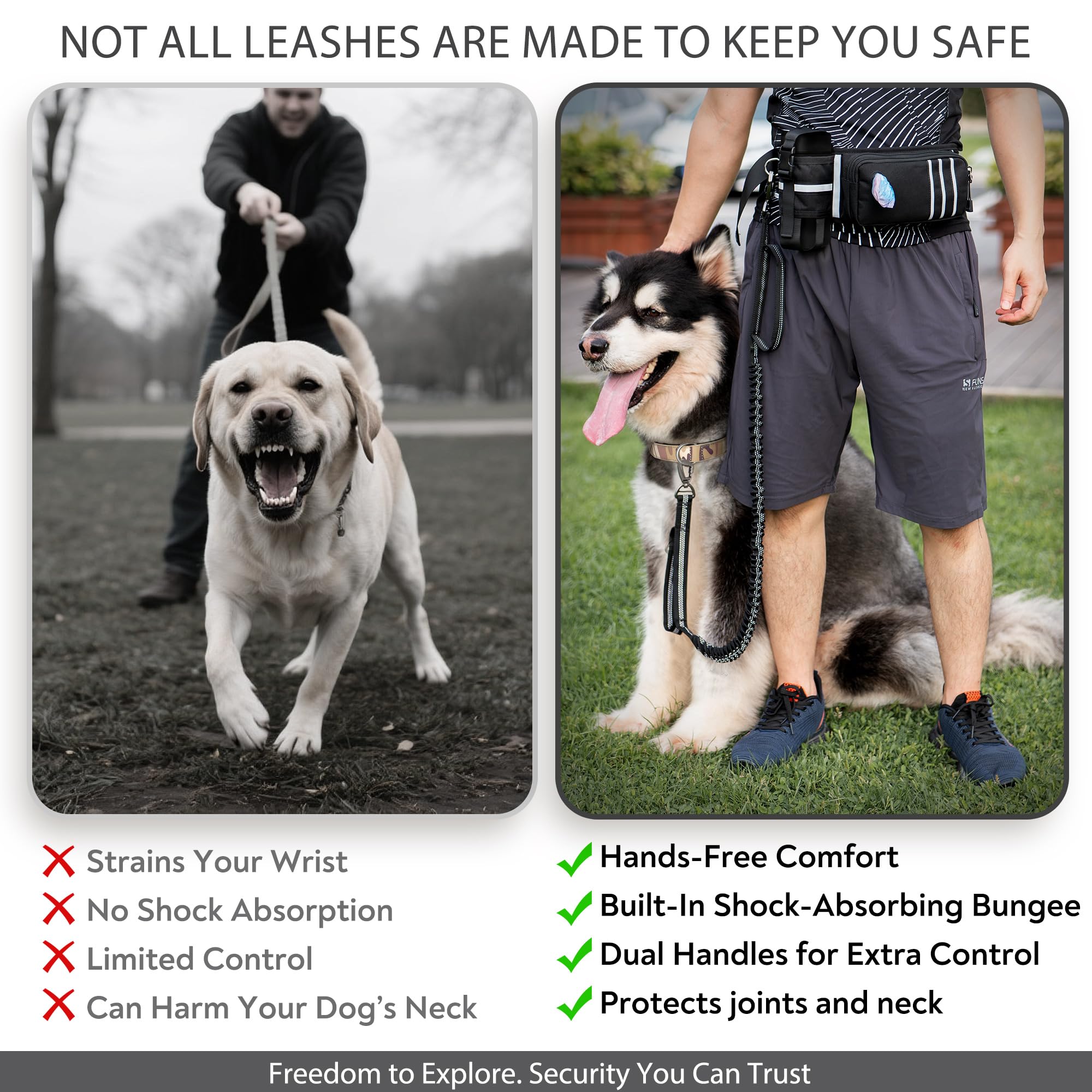 PetVenture Ultimate Safety Leash pouch stores phone and essentials securely