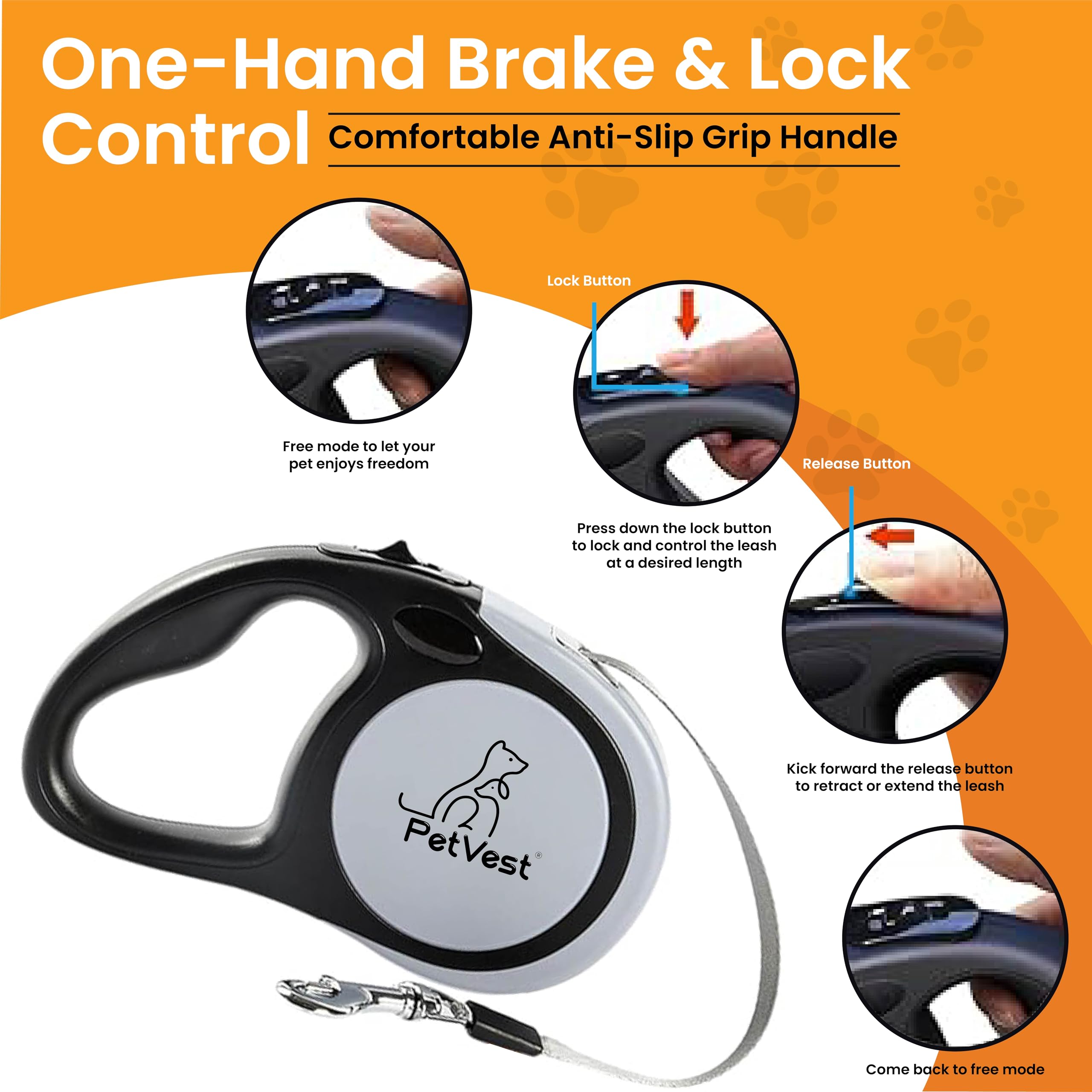 PetVest dual retractable leash elastic-extension cushions pulls for comfort