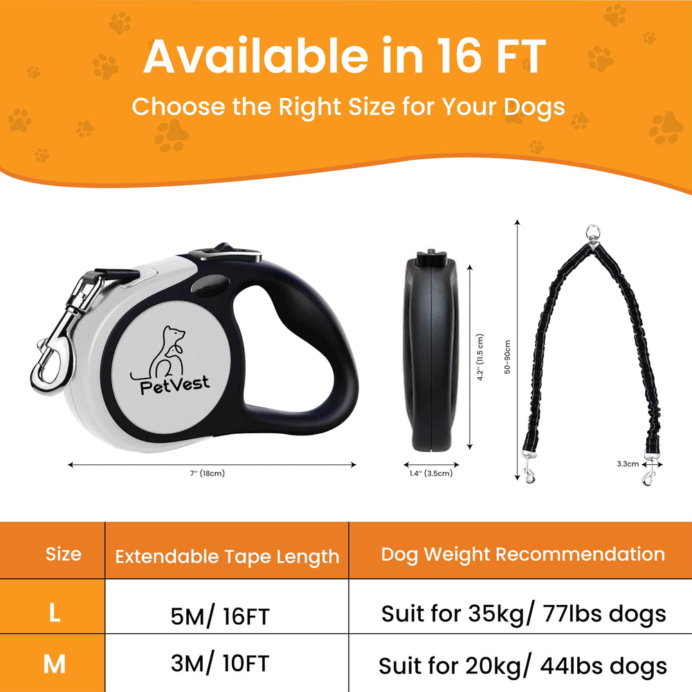 PetVest dual retractable leash two-dogs-walk demonstrates smooth, tangle-free control