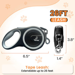 PetVest retractable leash extended to 26 ft for safe, controlled dog exploration.