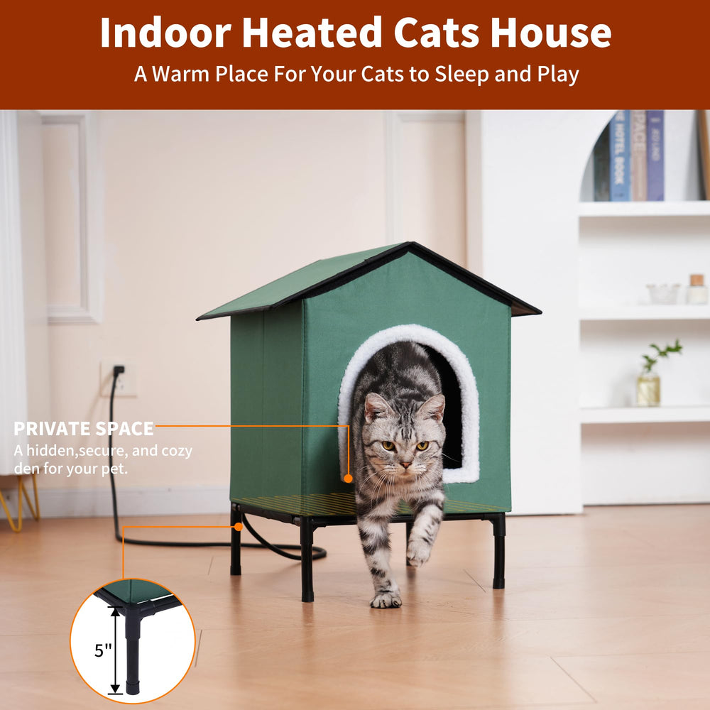 Petvolve heated cat house insulated walls help retain warmth in cold.