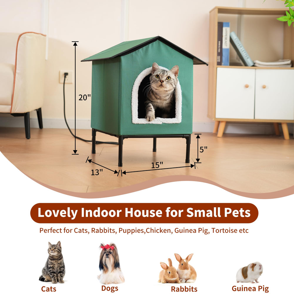 Petvolve heated cat house spacious interior for cats to stretch and relax.