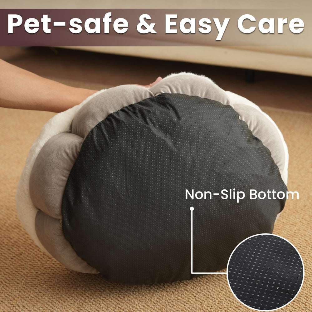 Petvolve removable heating pad inside bed illustrating easy year-round use and flexibility.