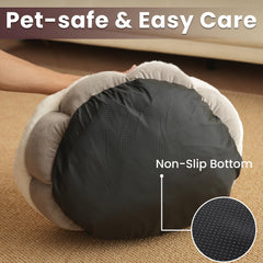 Petvolve removable heating pad inside bed illustrating easy year-round use and flexibility.