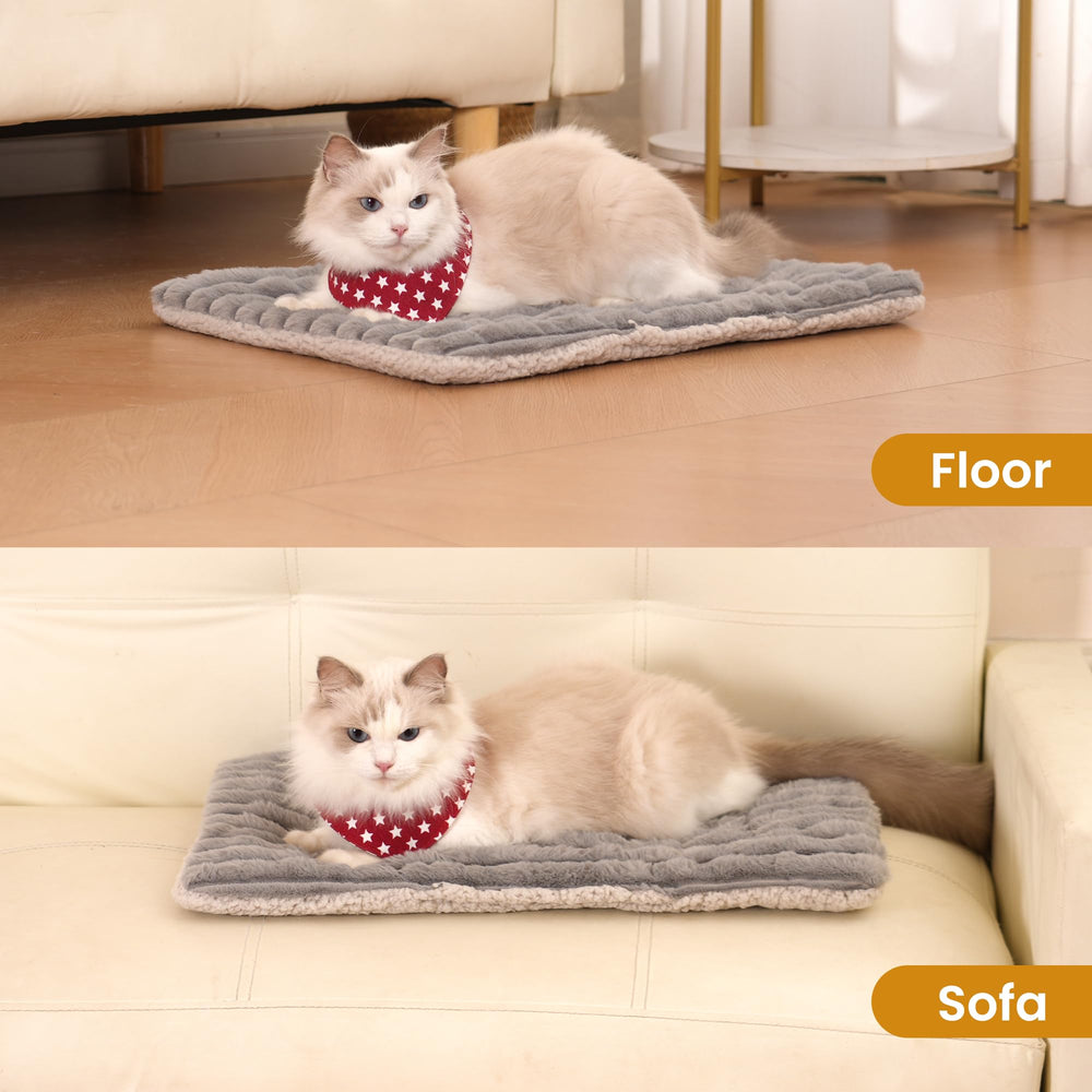 Petvolve self-warming cat bed – soft corduroy fleece texture boosts pet comfort.