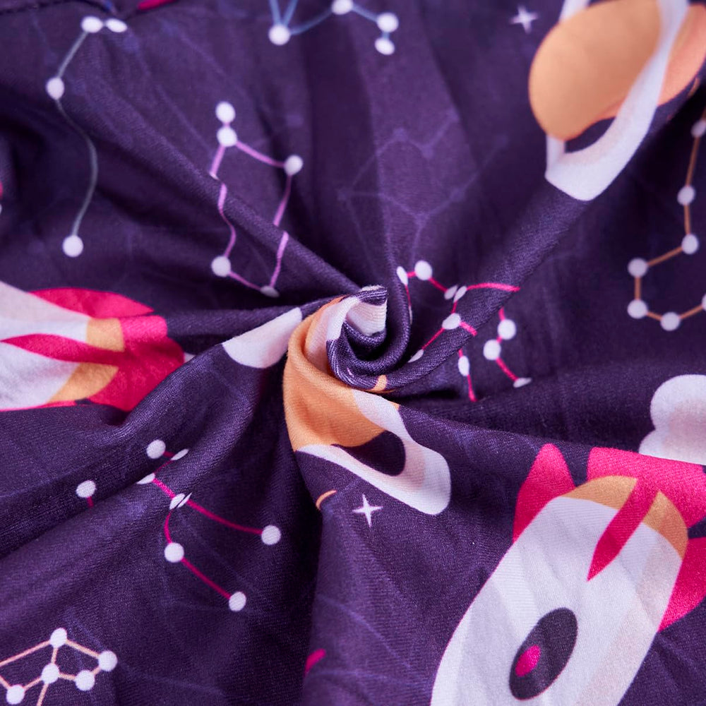 PetWarm cosmic-pattern dog suit in purple-yellow shows versatile use