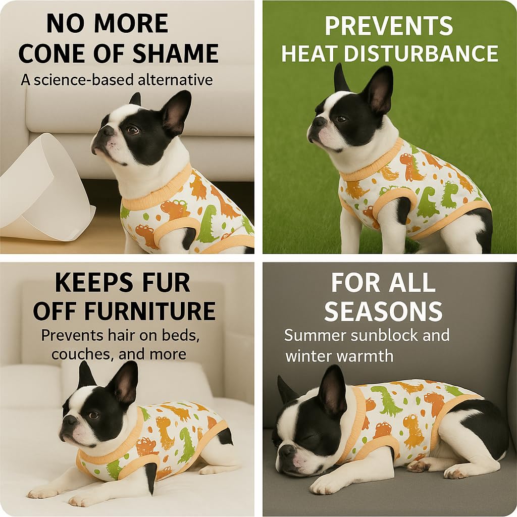 PetWarm dinosaur-pattern dog onesie yellow front view for daily wear