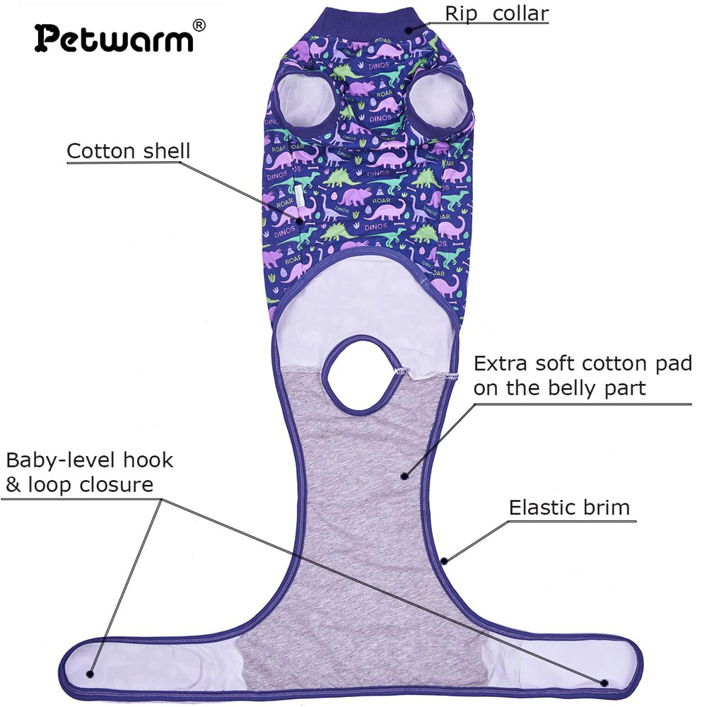 PetWarm recovery suit shows adjustable back length for a perfect fit.