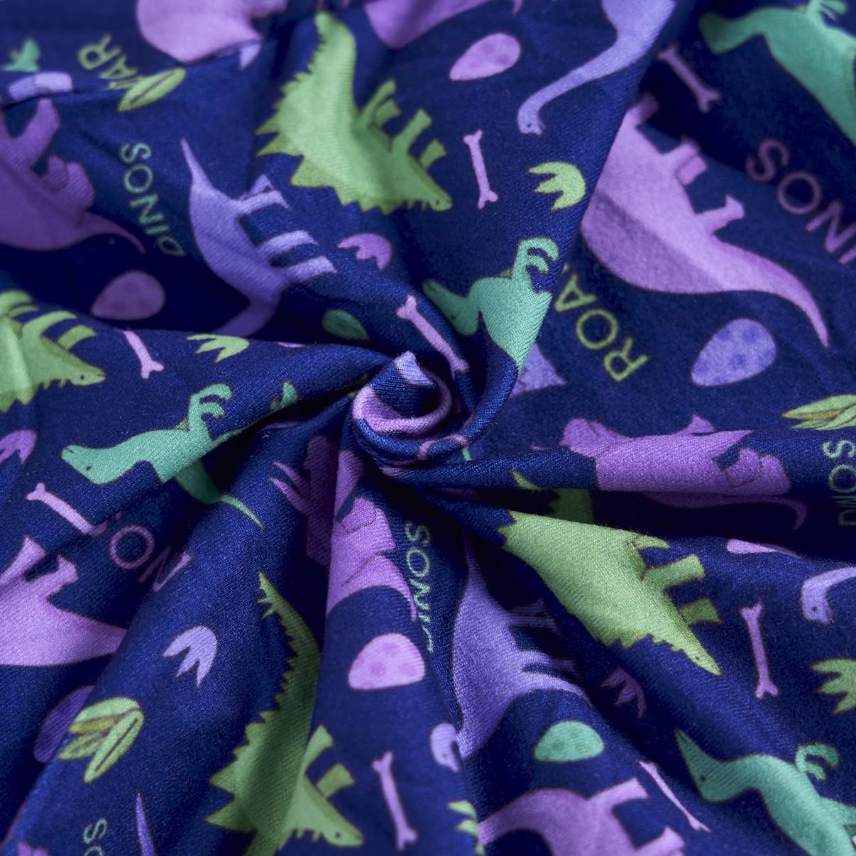 PetWarm dinosaur-pattern dog recovery suit in blue purple.