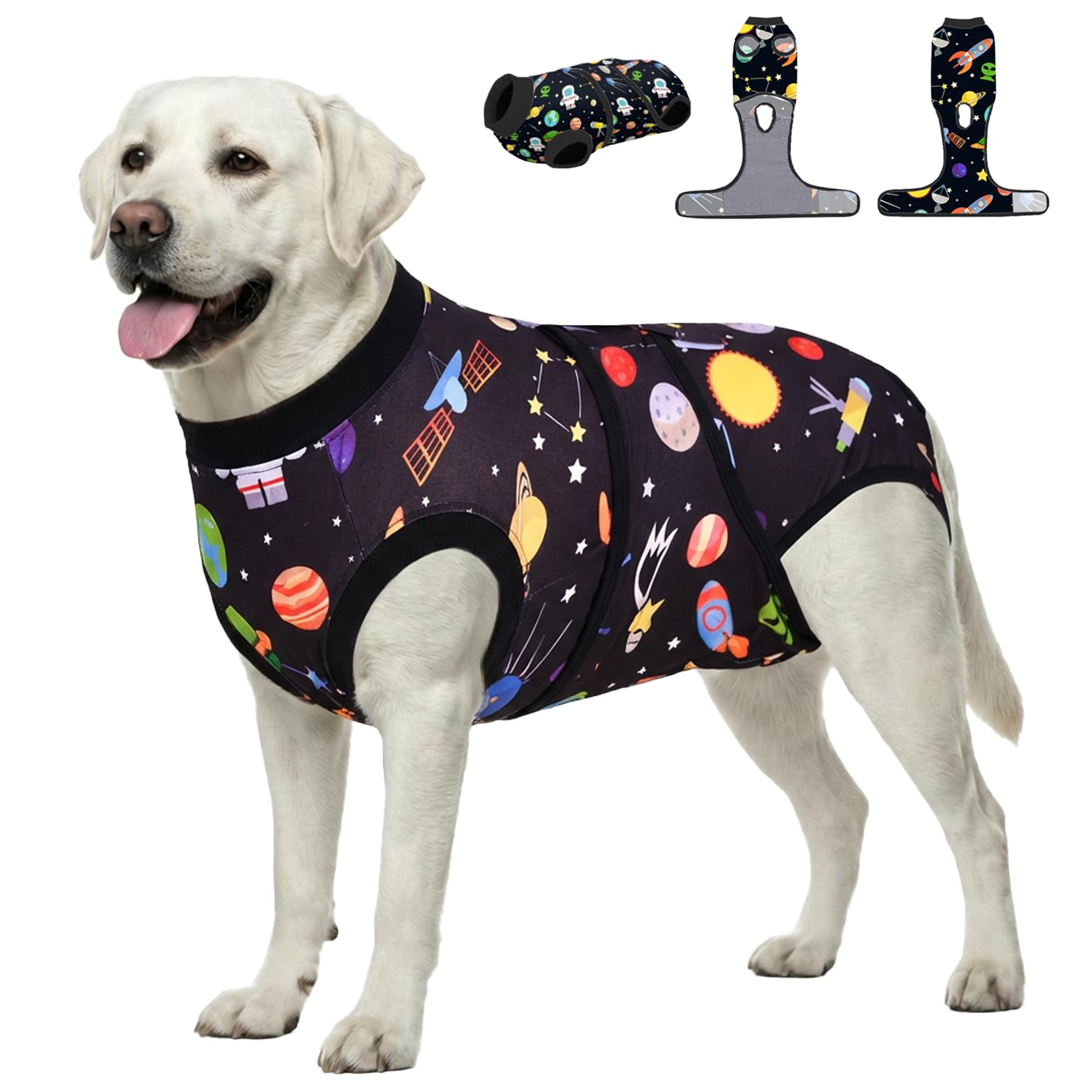 PetWarm dog recovery suit full view shows coverage for post-surgery protection