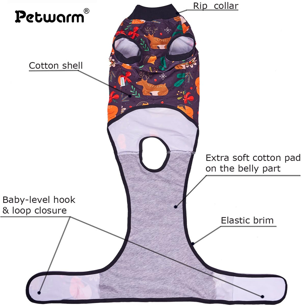 PetWarm dog recovery shirt adjustable back length for easy fitting