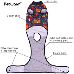 PetWarm dog recovery shirt adjustable back length for easy fitting