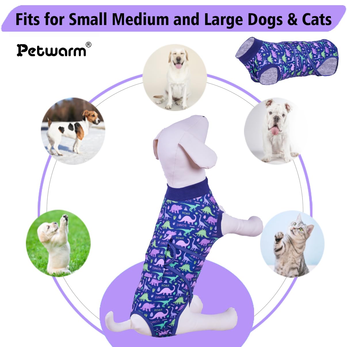 PetWarm dog surgery suit easy-to-clean fabric simplifies post-wear hygiene