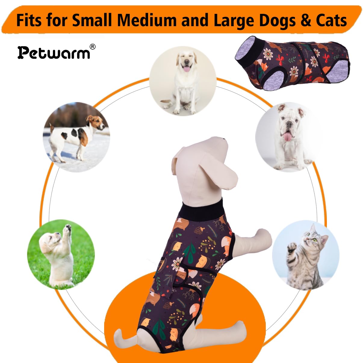 PetWarm six-size range XS to 2XL fits most dogs