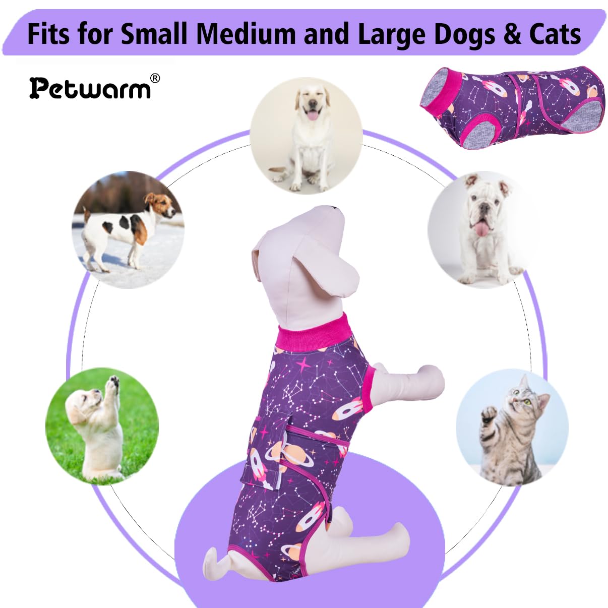 PetWarm licking prevention feature shows anti-lick protection during recovery