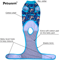 PetWarm Recovery Shirt with adjustable back length fits snugly for easy dressing and removal