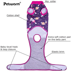 PetWarm recovery suit cosmic pattern on dog highlights fashionable daily wear