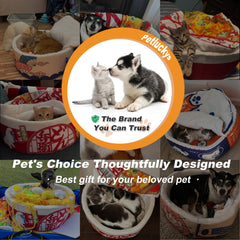 Petxing ramen noodle bed side view showcases warm, supportive nest for curling pets.