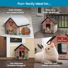 PETYELLA Deluxe Heated Cat House heating pad provides quiet warmth.