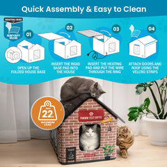 PETYELLA Deluxe Heated Cat House interior shows insulated walls and warm pad.