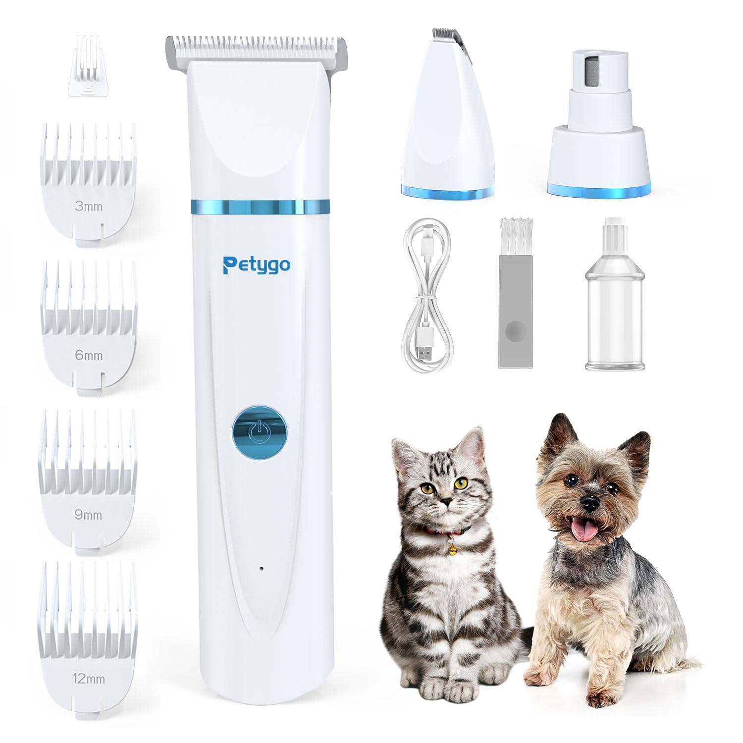 PETYGO 3-in-1 grooming kit front view for cordless, calm trimming
